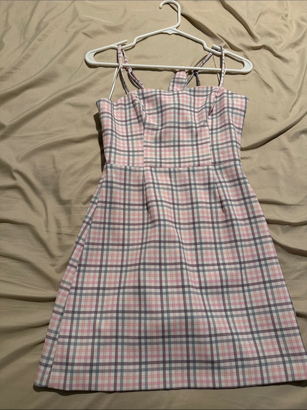 French Connection Pink and Gray Plaid Sundress